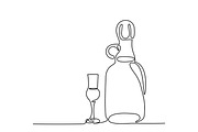 Grappa bottle and glass isolated