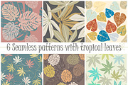 6 Seamless patterns with tropical le