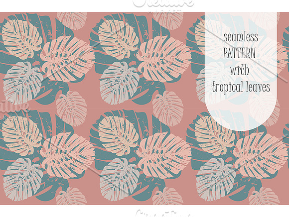 6 Seamless patterns with tropical le in Patterns - product preview 1