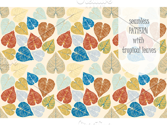 6 Seamless patterns with tropical le in Patterns - product preview 3