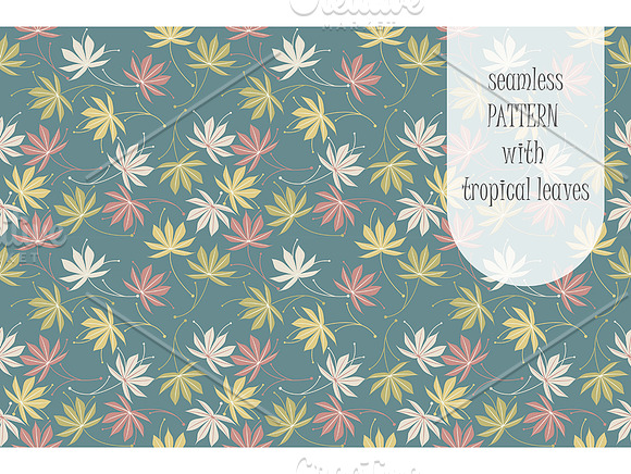 6 Seamless patterns with tropical le in Patterns - product preview 4