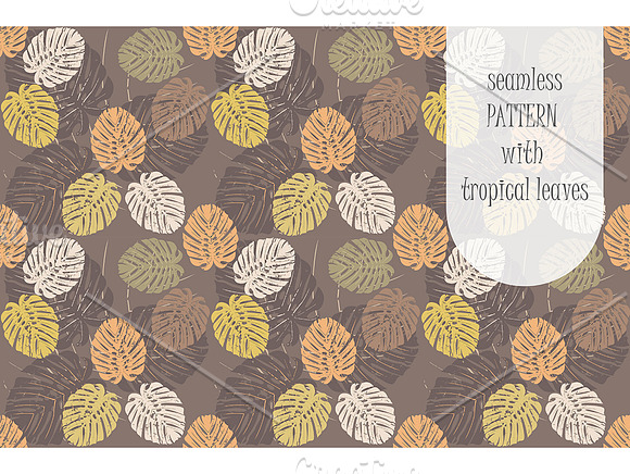 6 Seamless patterns with tropical le in Patterns - product preview 5