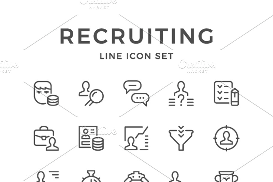 Set line icons of recruiting in Graphics - product preview 8