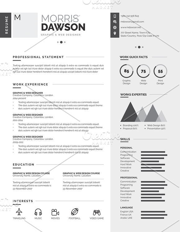 Clean Infographic Resume/CV in Resume Templates - product preview 5