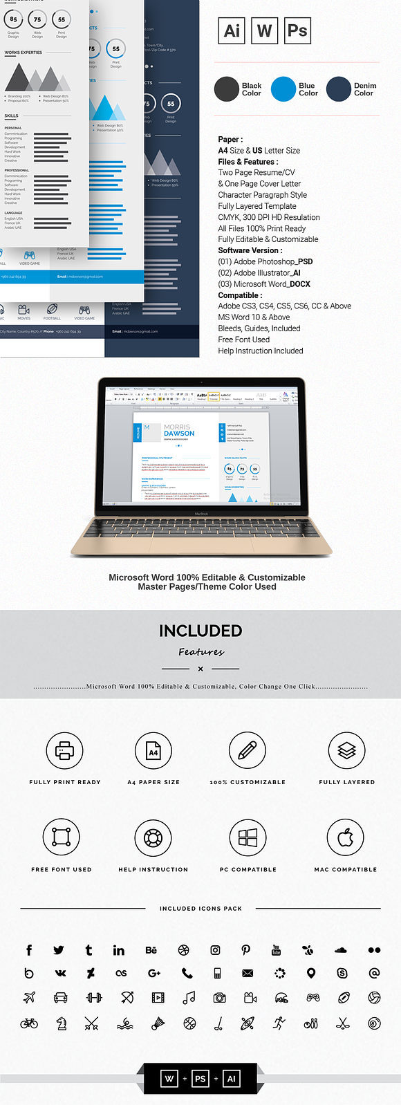 Clean Infographic Resume/CV in Resume Templates - product preview 8