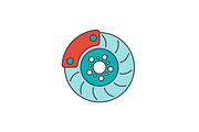 Brake disc flat line icon