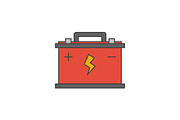 Car battery flat line icon