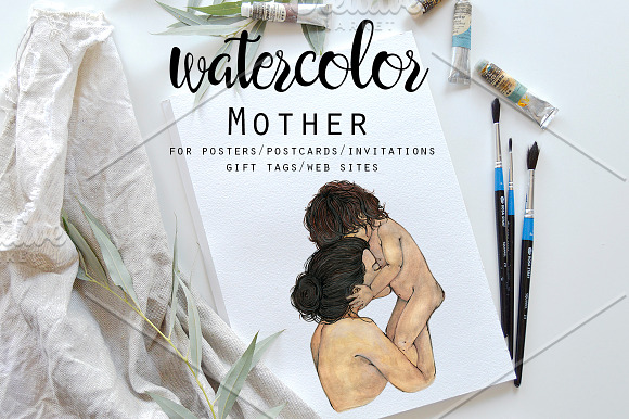 Watercolor Mother in Illustrations - product preview 1