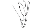 Foot sketch in vector. Hand drawn sneakers