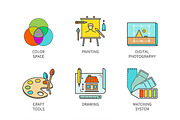 Lineart graphic design icon set