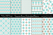 Turquoise Brown Embroidered Patterns