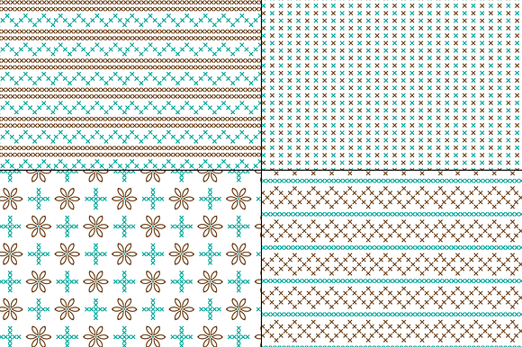 Turquoise Brown Embroidered Patterns in Patterns - product preview 1