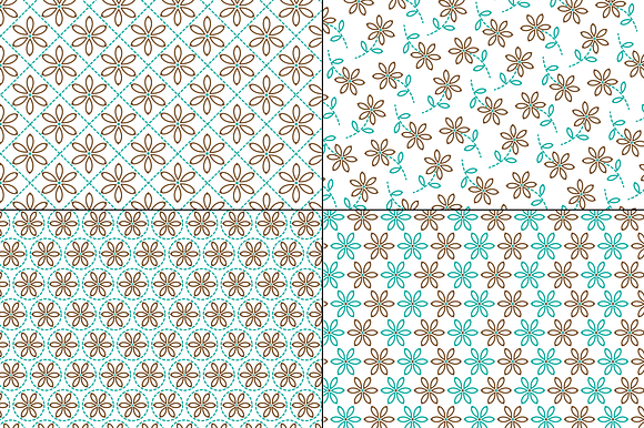 Turquoise Brown Embroidered Patterns in Patterns - product preview 3