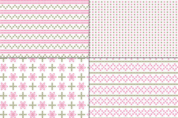 Pink Green Embroidered Patterns in Patterns - product preview 1
