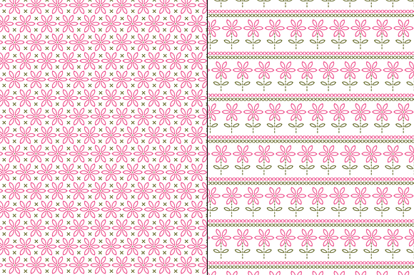 Pink Green Embroidered Patterns in Patterns - product preview 3