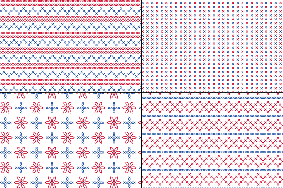 Red Blue Embroidered Patterns in Patterns - product preview 1