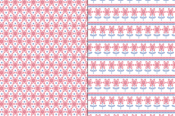 Red Blue Embroidered Patterns in Patterns - product preview 2