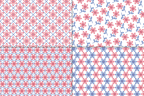 Red Blue Embroidered Patterns in Patterns - product preview 3
