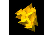 Abstract golden crystal with overlapping pyramids