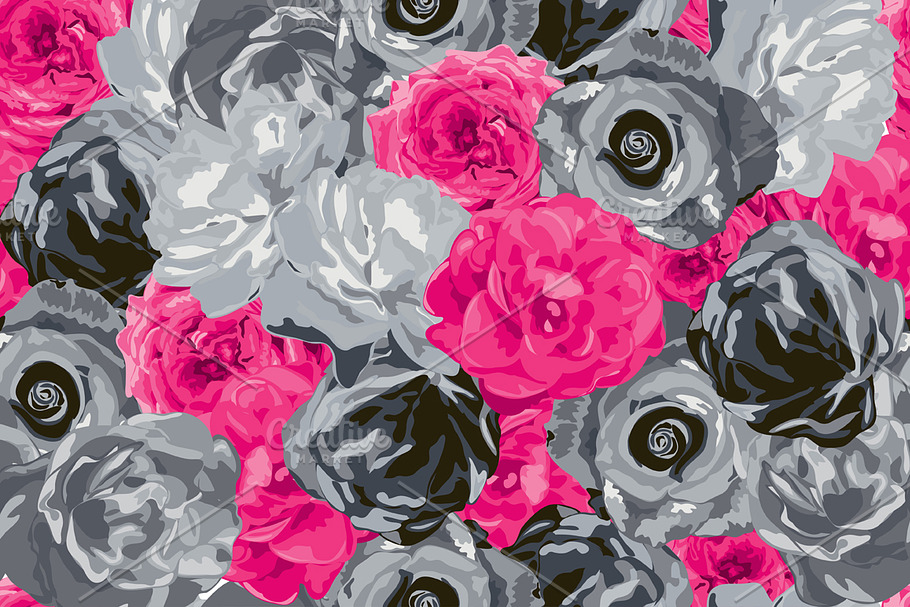 2 Roses Seamless Patterns in Patterns - product preview 8