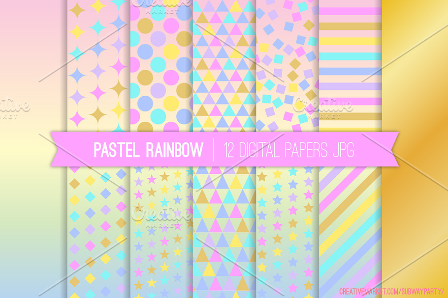 Pastel Rainbow Unicorn Papers in Patterns - product preview 8