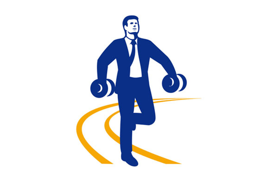 Businessman Power Walking Dumbbells in Illustrations - product preview 8