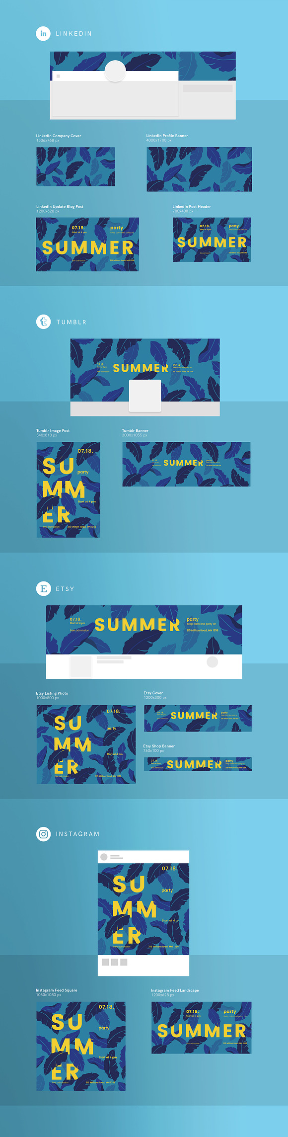 Promo Bundle | Summer Leaves in Templates - product preview 6