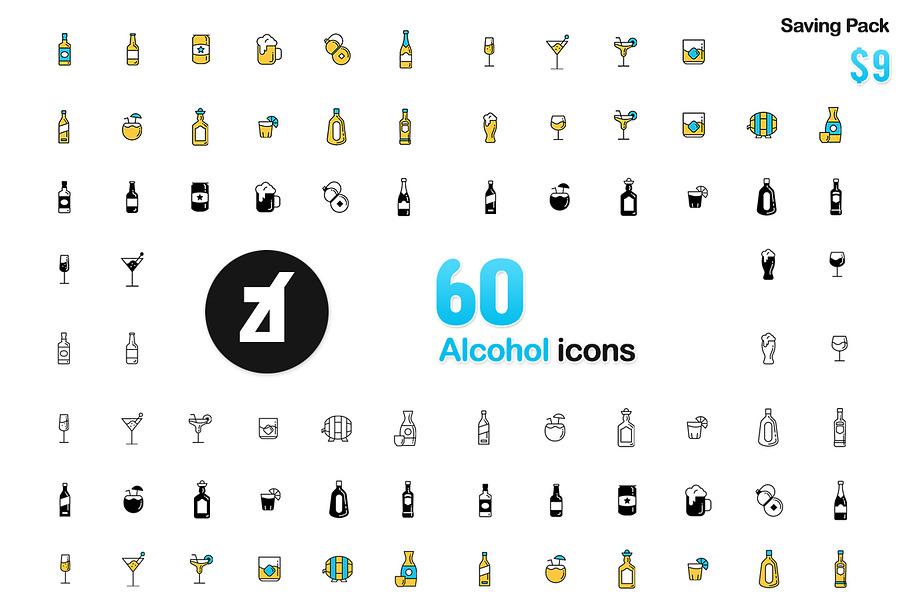 60 Alcohol icons - Friendly Design