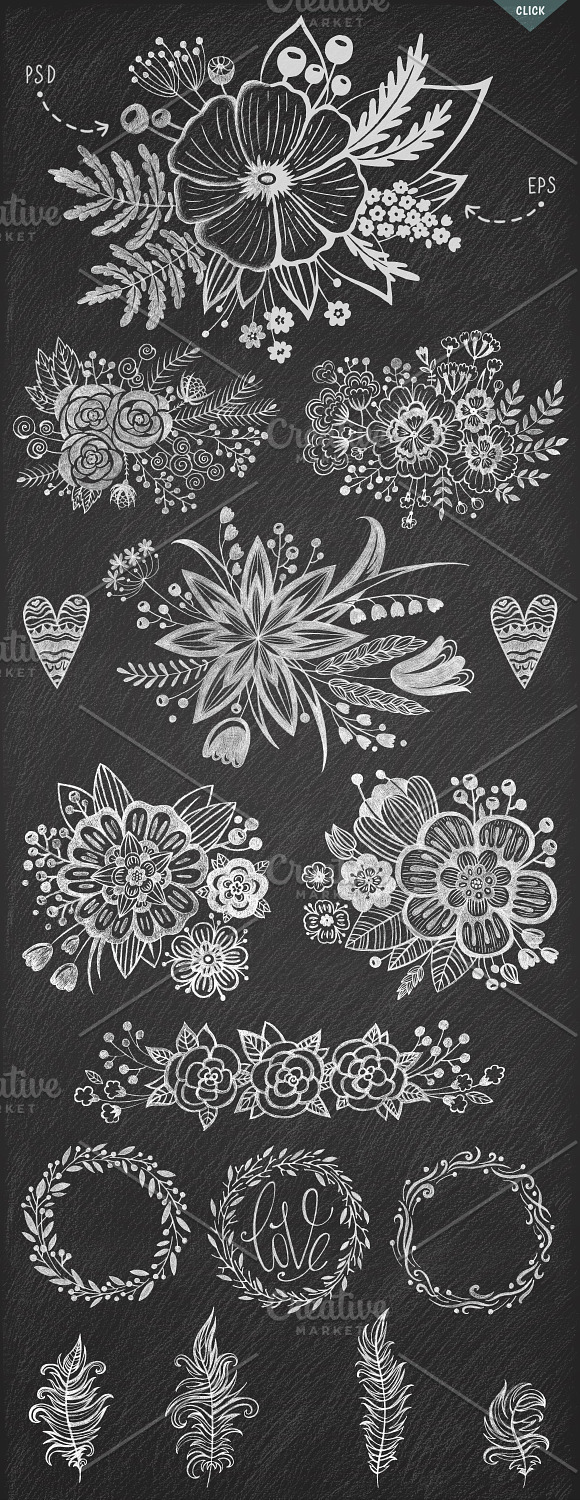 Hand drawn decorative elements in Illustrations - product preview 1