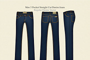 Men Straight Cut Denim Jeans Vector