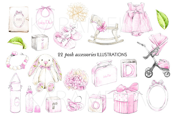 Baby Girl Clipart in Illustrations - product preview 1