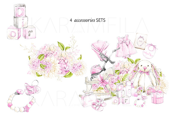 Baby Girl Clipart in Illustrations - product preview 2