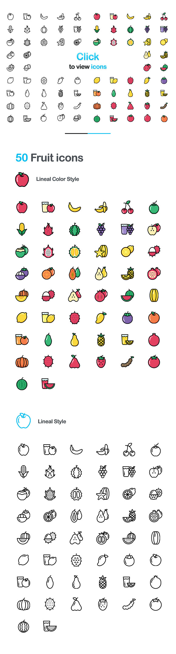 100 Fruit icons - Friendly Design in Graphics - product preview 4