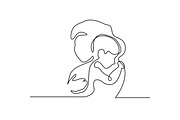 line art of mother holding her bab