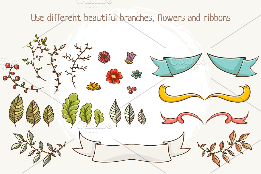 Vector floral elements in Illustrations - product preview 8