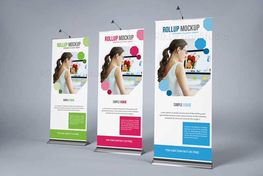 Roll Up Banner Mock-Ups V3 in Mockup Templates - product preview 8