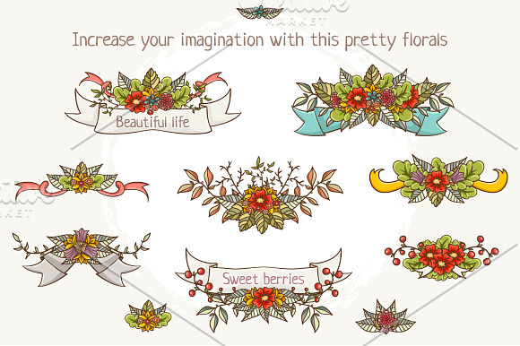 Vector floral elements in Illustrations - product preview 1