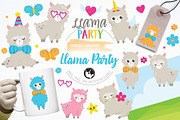 Llama party illustration pack