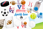 Sports love illustration pack
