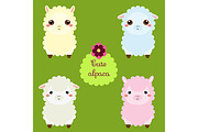 Cute alpaca. Kawaii llama eps+jpg