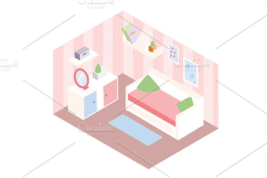Isometric room interior icon in Illustrations - product preview 8