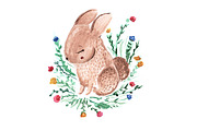 Tiny rabbit. Cute watercolor bunny