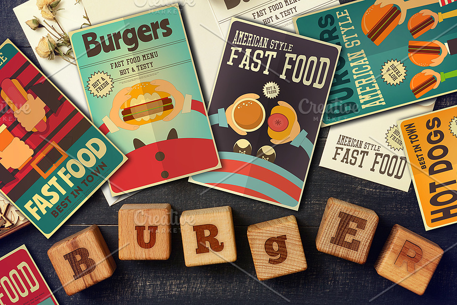 Fast Food Posters Set in Illustrations - product preview 8