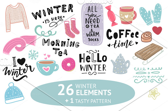 Winter illustration & lettering in Illustrations - product preview 2