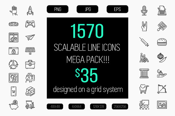 1570 scalable line icon pack. in Graphics - product preview 65