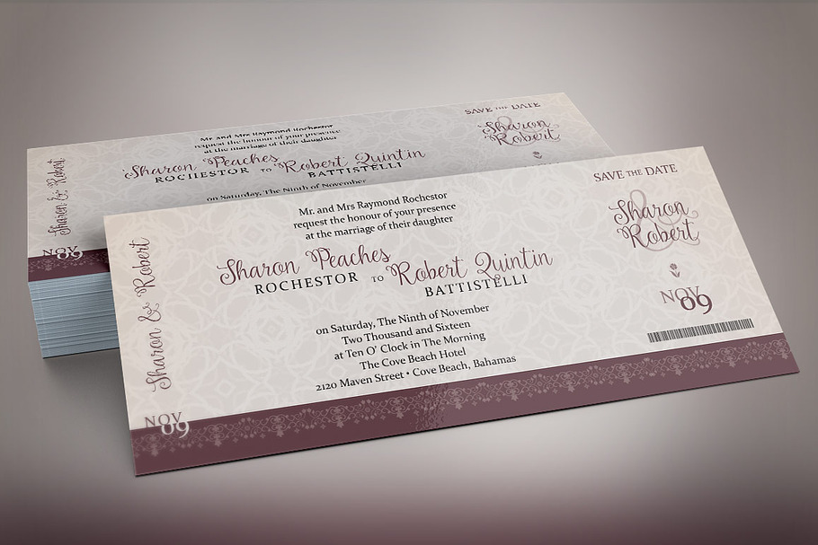 Vintage Boarding Pass Invitation in Wedding Templates - product preview 8