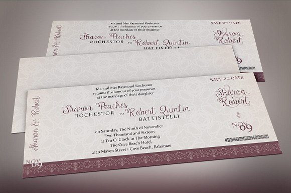 Vintage Boarding Pass Invitation in Wedding Templates - product preview 3