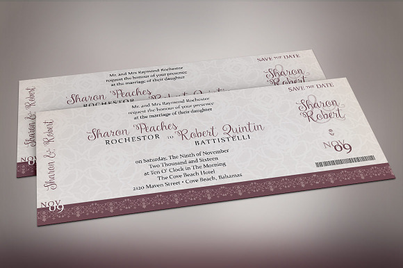Vintage Boarding Pass Invitation in Wedding Templates - product preview 5