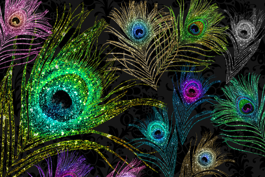 Glitter Peacock Feather Clipart