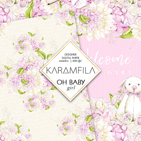 Baby Girl Digital Paper in Patterns - product preview 1